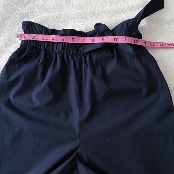 Zara Navy Blue Paper Bag Waist Pants - Picture 6 of 13
